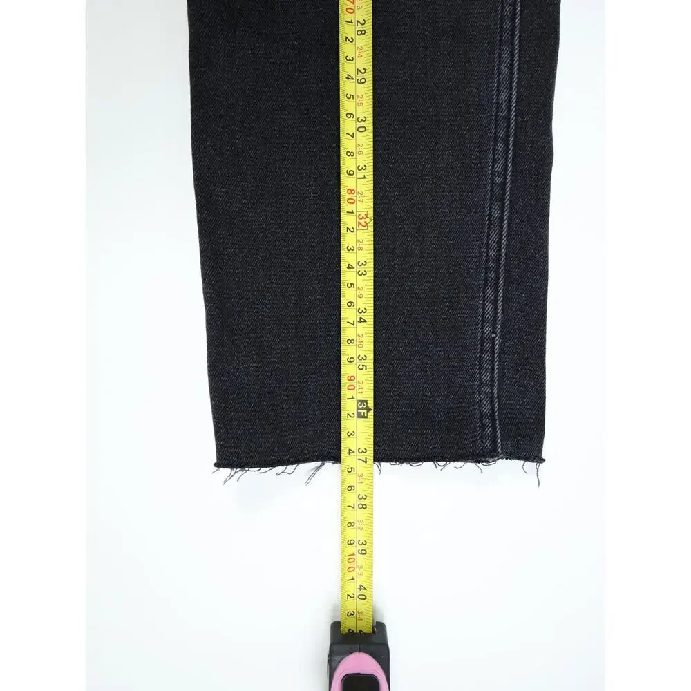NWT RE/DONE 70s Stove Pipe Jeans 28 Washed Noir High Rise Straight Crop Raw Hem